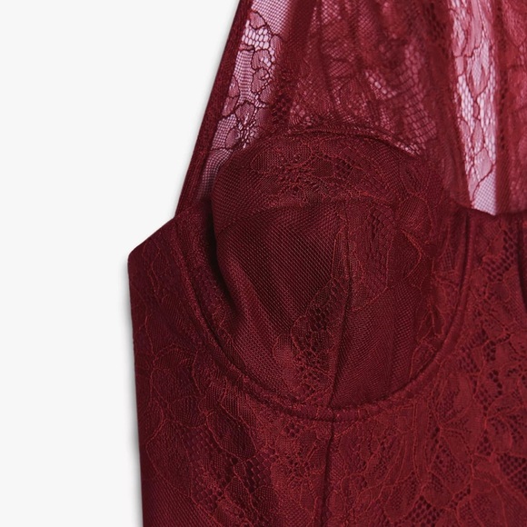 ZARA LACE HALTER TOP BURGUNDY SIZE M - Picture 2 of 11